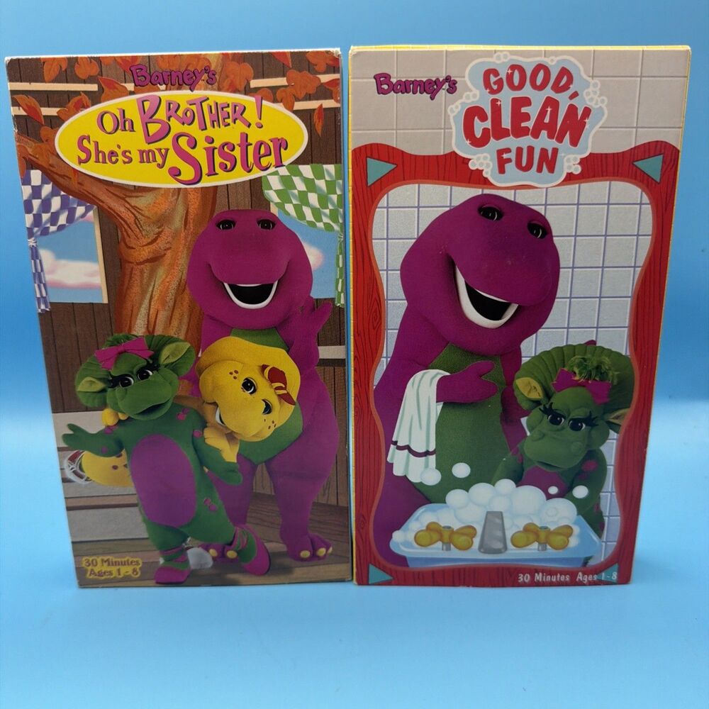Barney - Barneys Good, Clean Fun/ Oh Brother Shes My Sister (VHS, 1998, Lot Of 2